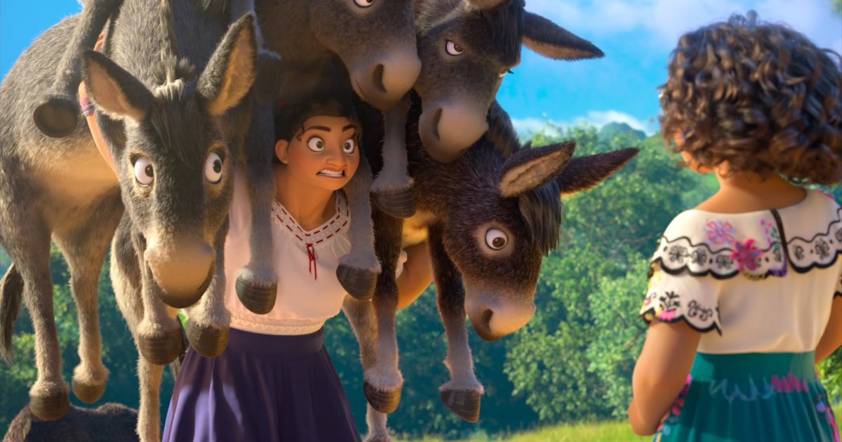 amyroseconnell's tweet photo. How has everyone looked past the fact Luisa @Disney #Encanto  is constantly carrying around a bunch of asses and cleaning up after the asses 👏👏👏 best Disney movie! @Lin_Manuel thank you for sharing your gift 🎶 https://t.co/JOtu80h18t