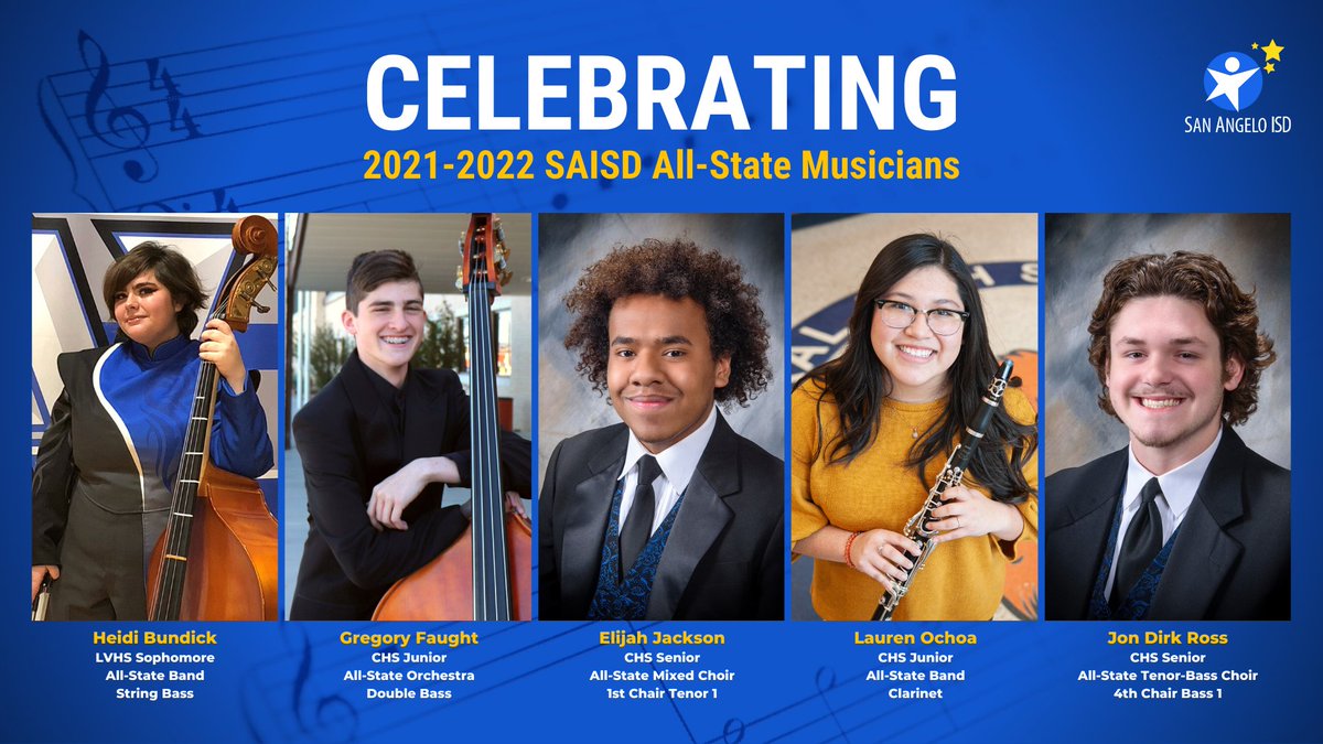 SAISD proudly celebrates 5 students from Central High School &amp; Lake View High School who reached the highest level a high school musician can achieve through the Texas Music Educators Association of All-State in band, orchestra &amp; choir. #SAISDSmart saisd.org/news-item/~boa…