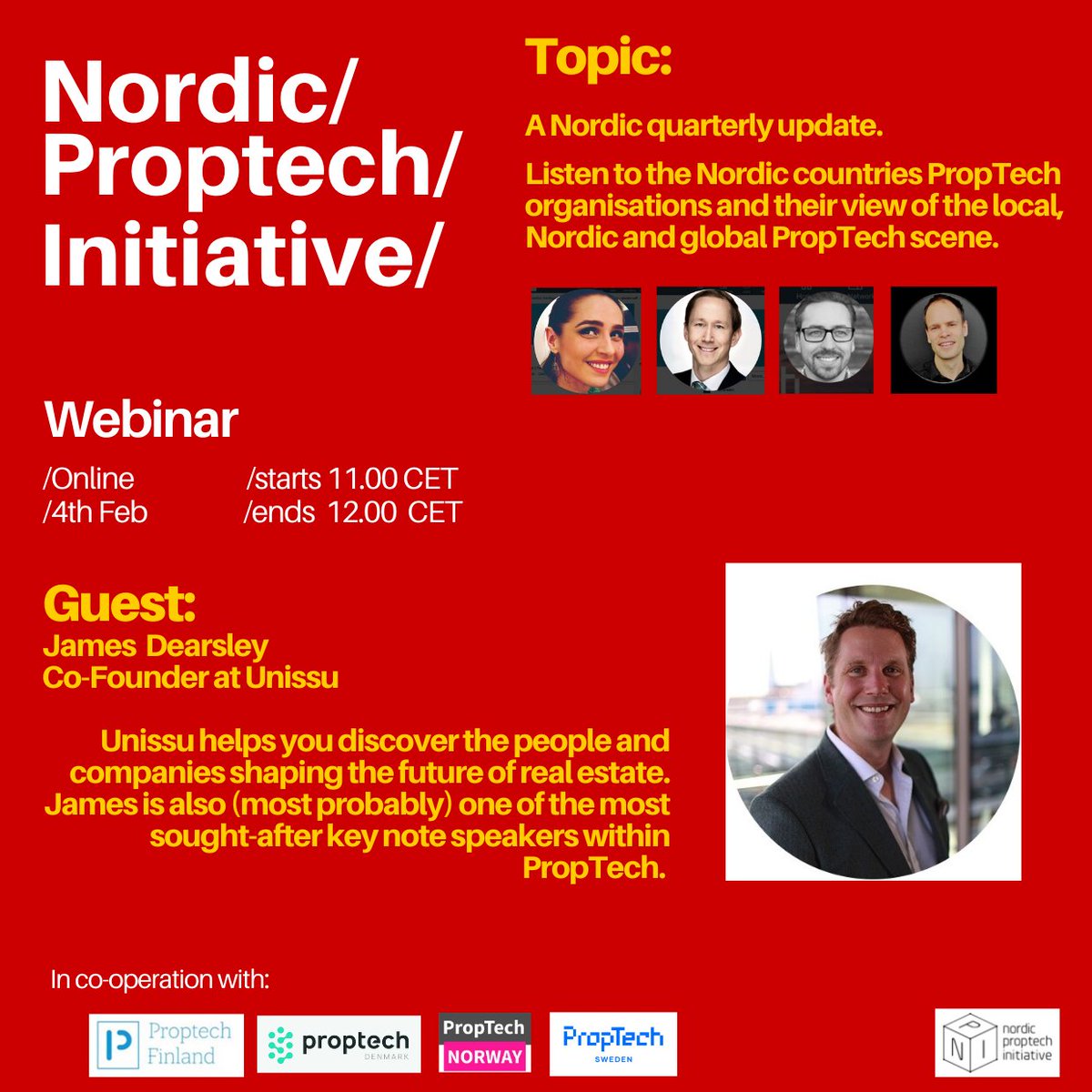 NordicPropTech (@nordicproptech) on Twitter photo 🕙 Time for a Nordic #PropTech Quarterly webinar.
🚀 Learn about the latest from the Nordic region.
🙋♂️Guest for this episode is <a href="/jamesdearsley/">James Dearsley</a>, Co-Founder of Unissu & PropTech expert.
Online.
Free of charge.
Sign up: us02web.zoom.us/webinar/regist…
More: nordicproptech.com/news/2020/11/9… 🕙 Time for a Nordic #PropTech Quarterly webinar.
🚀 Learn about the latest from the Nordic region.
🙋♂️Guest for this episode is <a href="/jamesdearsley/">James Dearsley</a>, Co-Founder of Unissu & PropTech expert.
Online.
Free of charge.
Sign up: us02web.zoom.us/webinar/regist…
More: nordicproptech.com/news/2020/11/9…