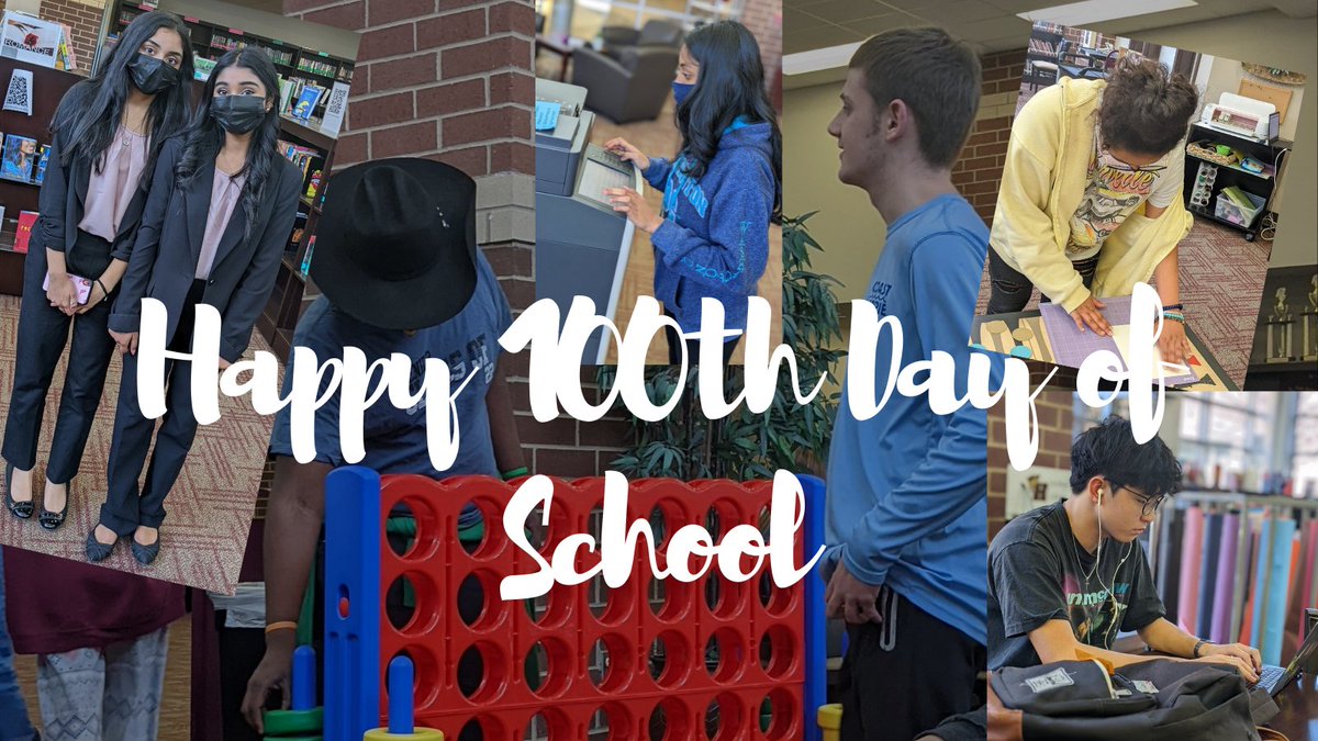 Coyotes_Library's tweet photo. It's a regular day of communicating, collaborating, and creating on this 100th day of school in the HHS library! #futureready #HOSApresentations #FashionII #APSeminar @FISD_Libraries @KateyRoseGray https://t.co/oEErvlHNvv