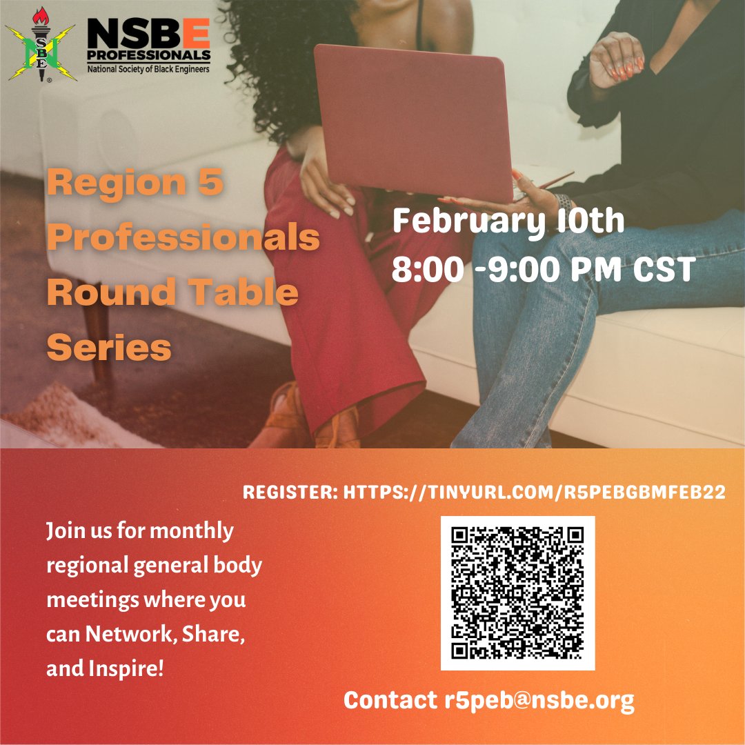 Are you ready LIVE in the FIVE for the Regional Professionals Round Table? We want an opportunity for members to engage across the region and meet other chapter members. Join us February 10th, 8-9 PM CST.  Register at tinyurl.com/r5pebGBMFeb22