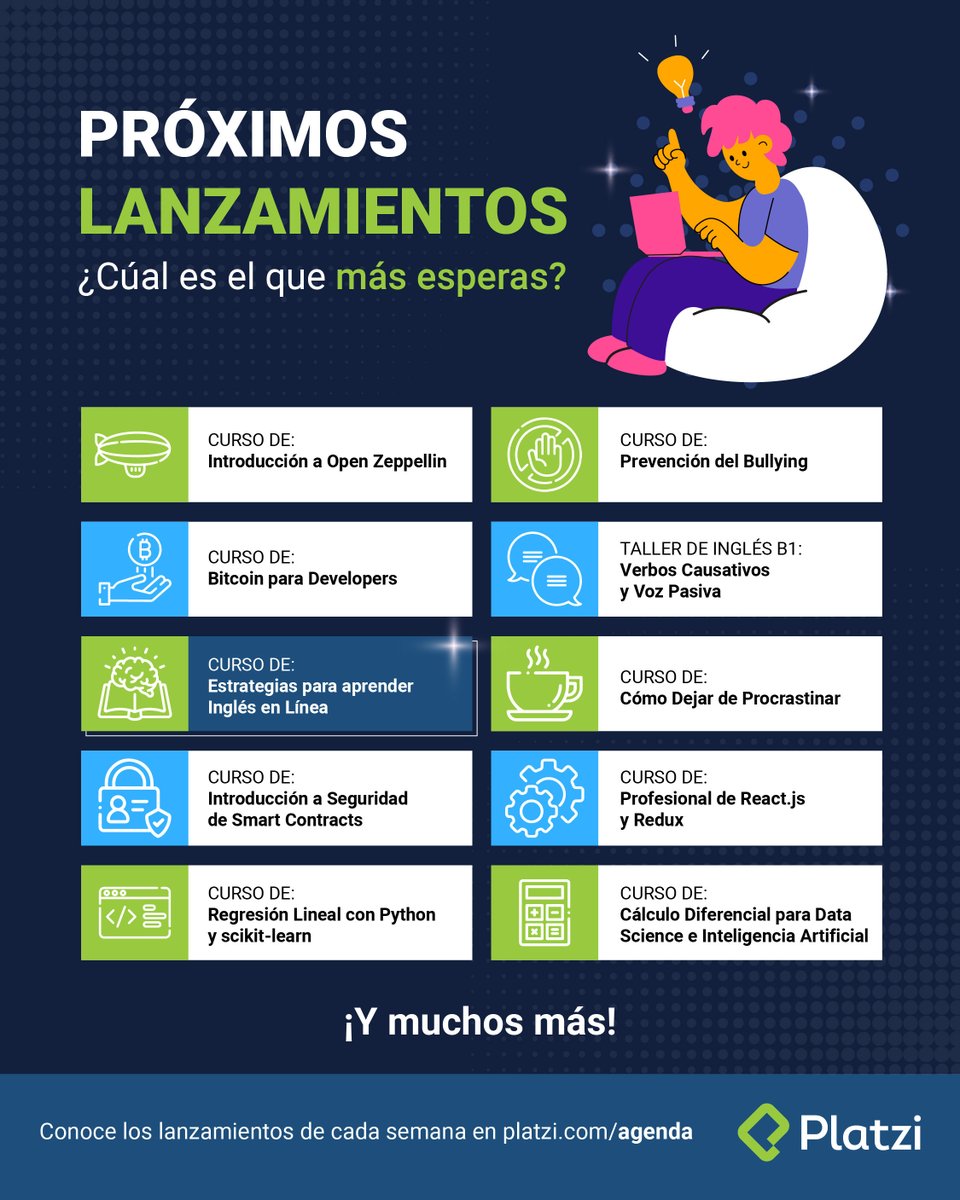platzi's tweet photo. MILES de cursos que siguen creciendo 📈

Esto es solo una muestra de lo que llega en febrero para que #NuncaParesDeAprender 🤓

 Elige tu favorito y sigue tu vocación en 👇
https://t.co/JbyY0yhU09 https://t.co/JnQ78CMoui