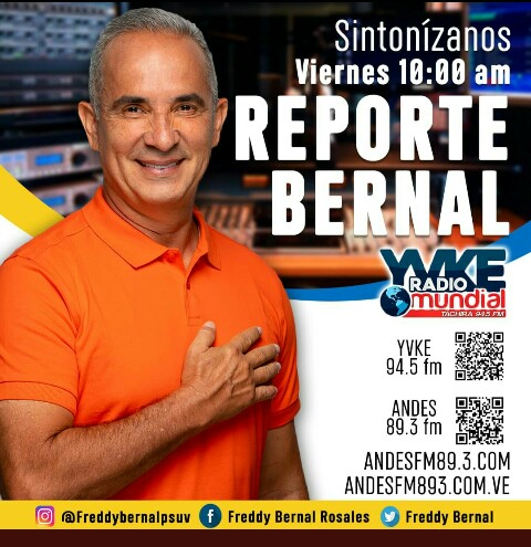 VOLVIÓ EL PROGRAMA MAS OIDO DEL TACHIRA:"REPORTE BERNAL" AHORA CON NUESTRO LÍDER <a href="/FreddyBernal/">Freddy Bernal</a> COMO GOBERNADOR ,MAÑANA VIERNES 28 ENERO A LAS 10 AM POR 94.5 FM YVKE MUNDIAL.
#SoyComuncadorClap <a href="/arguelloyepfri/">Yepfri Arguello</a> @tachira_gmas  @ClapParroquia <a href="/ClapCristobal/">clap municipio san cristobal</a> #JuegosNacionales2022
