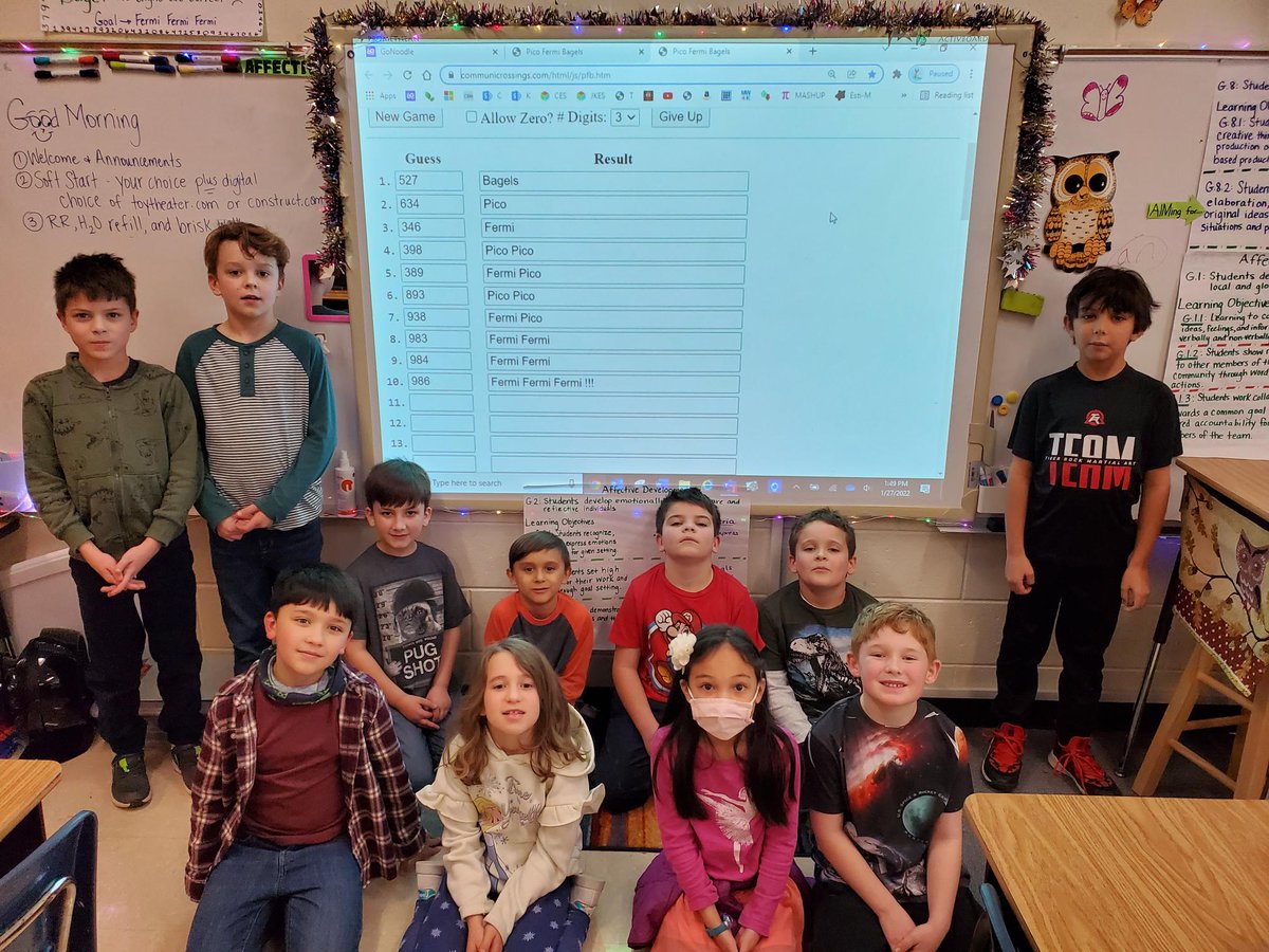 Second grade AIM students <a href="/KnoxESKnights/">Knox ES Knights</a> <a href="/CherokeeSchools/">Cherokee Co. Schools</a> solved a three digit number in only 10 steps! Try it - it's called Pico Fermi Bagel.
communicrossings.com/html/js/pfb.htm
#NumberNinjas