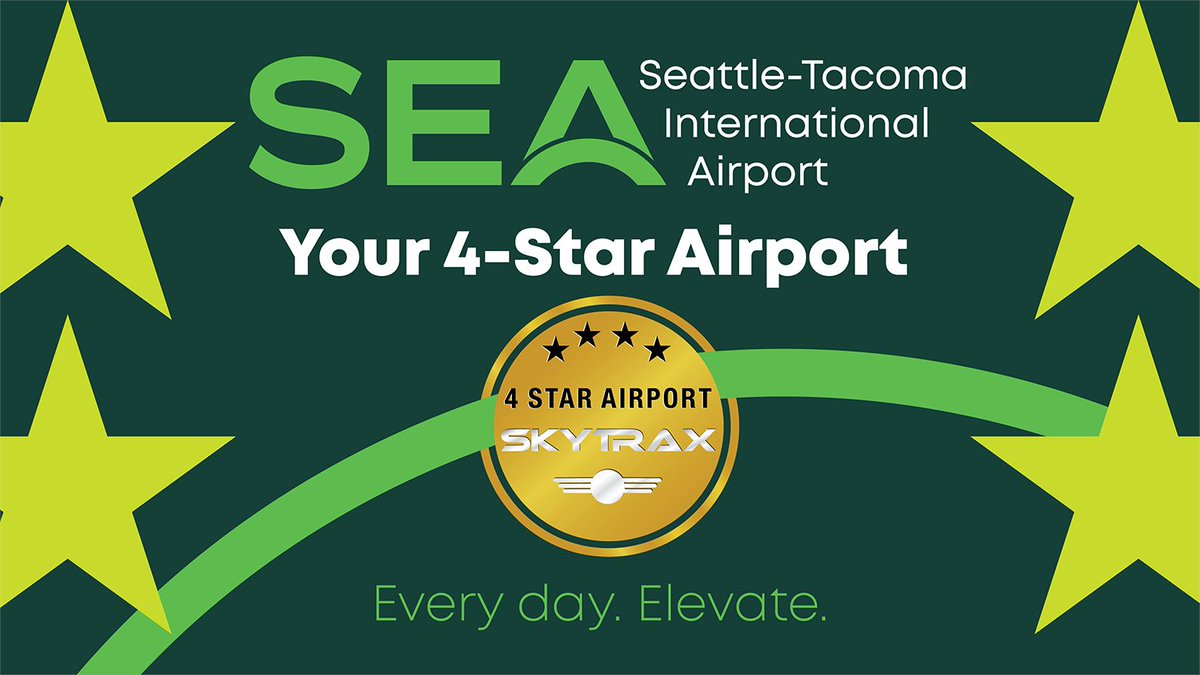 ⭐ ⭐ ⭐ ⭐ certified ✔️ SEA is now certified with the travel industry’s prestigious 4-Star Airport Rating by international air transport rating agency @skytrax_uk. We’re only the second large hub U.S. airport to be recognized at the 4-Star Rating level. bit.ly/SkytraxSEA22