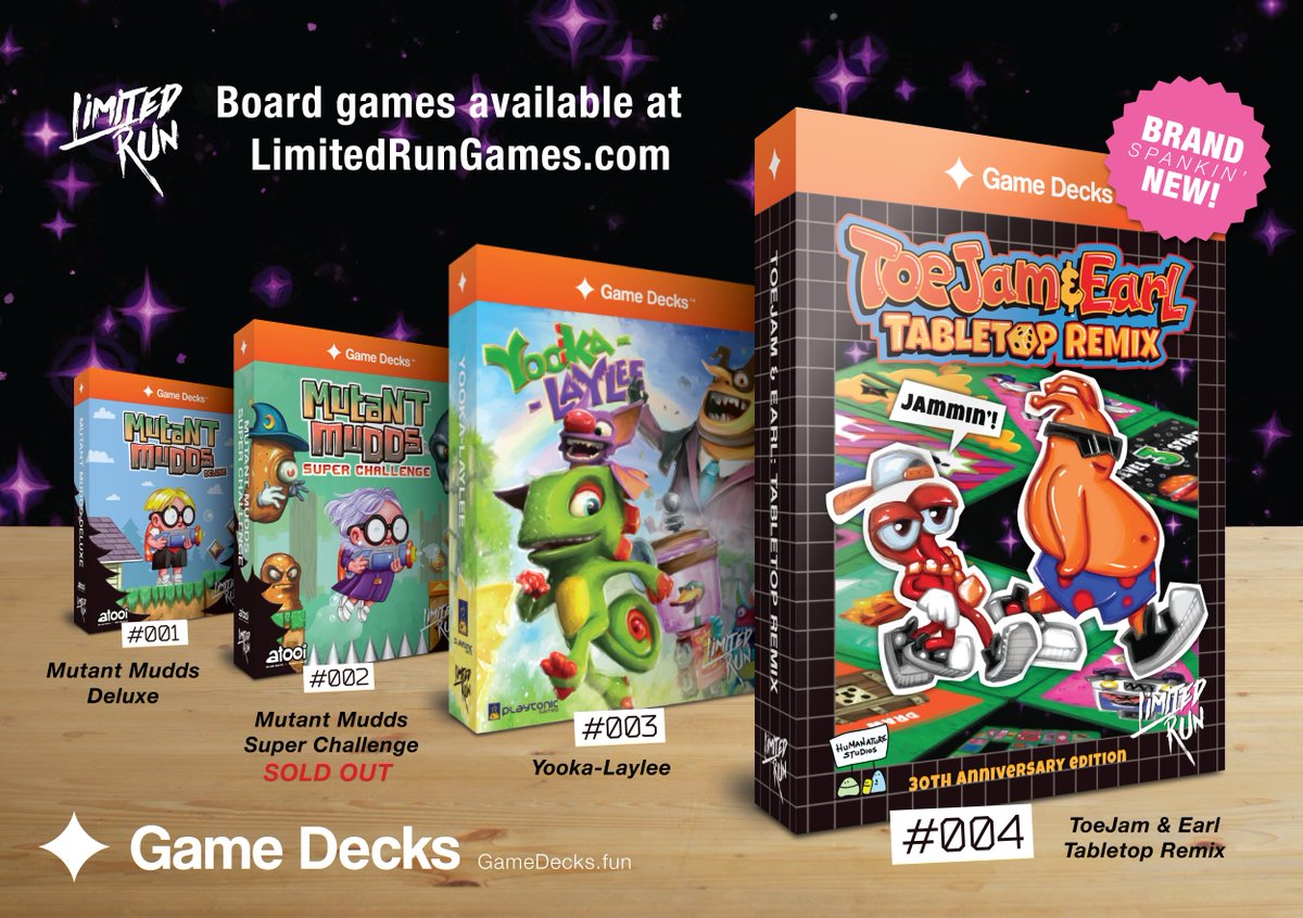 LimitedRunGames's tweet image. Looking for a fully-featured tabletop game that fits your pocket? How about one with ToeJam &amp;amp; Earl?

@PlayGameDecks Game Decks feature a build-your-own board system that's different every time you play!

Check 'em out today at LimitedRunGames.com