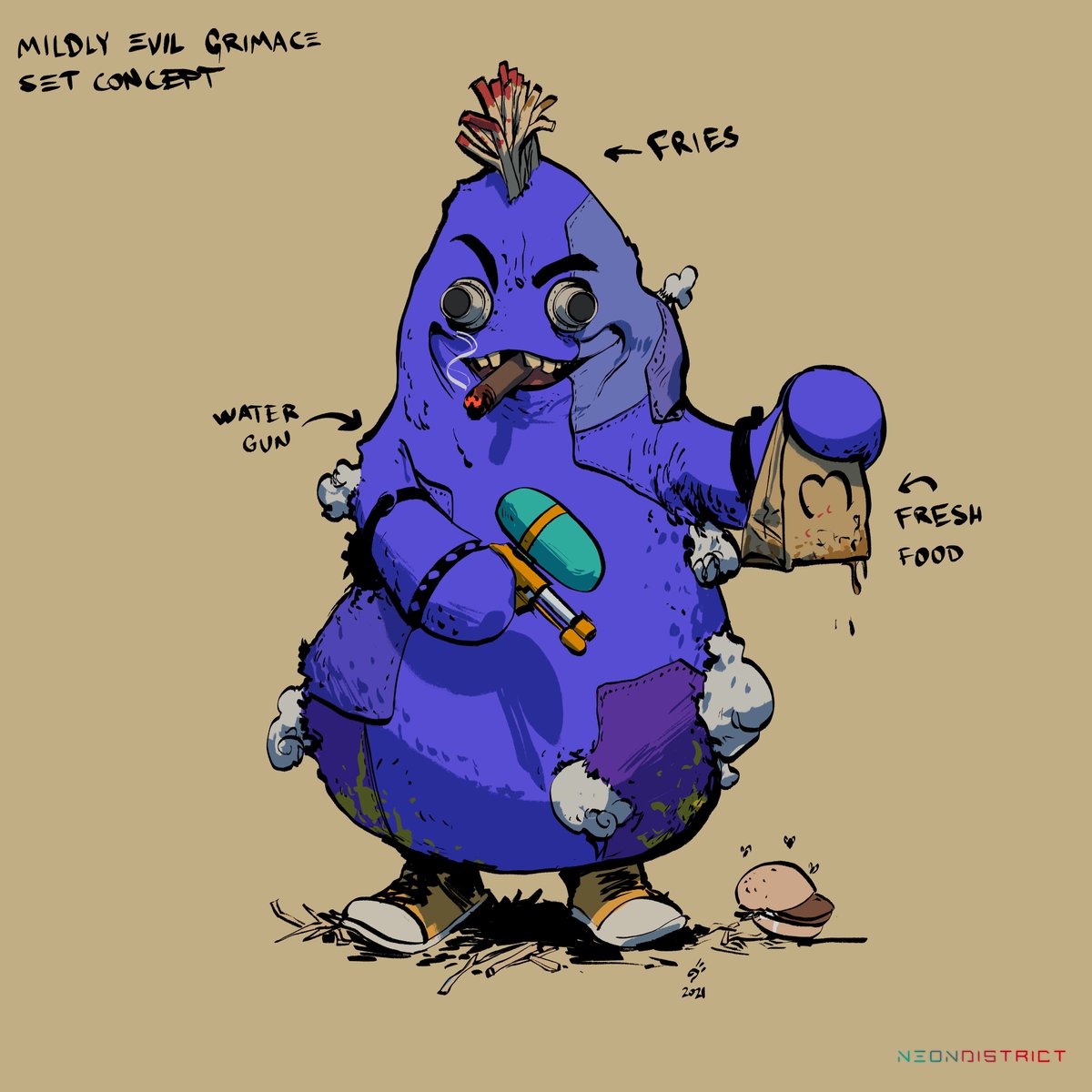 neondistrictRPG's tweet image. Hey megacorp @McDonalds, totally coincidentally (and in no way related to your tweets with @elonmusk) we are accepting grimacecoin for our new game character. Plz rvrt 

Art cred: @dhtenshi