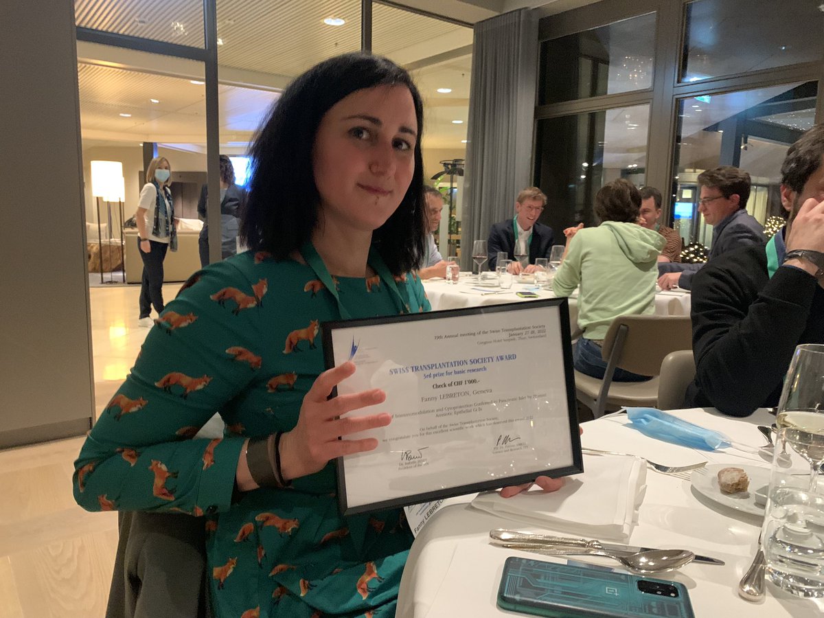 Eka_Berishvili's tweet photo. Another recognition of our paper
(https://t.co/ddKcGR21T5)! 
Swiss Transplantation Society award goes to Fanny Lebreton! 
Bravo Fanny and bravo all who contributed to this work! Without your dedication and hard work it would not have been possible. 👏🏆 https://t.co/wCgRStnB3n
