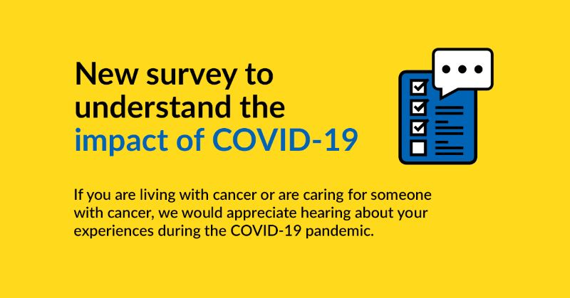 cancersociety's tweet photo. As part of our ongoing efforts to better understand the continued impact of #COVID19 on people living with cancer and their caregivers, we would appreciate hearing about your experiences. Take part in this short, confidential online survey by Jan 31 and RT to share with others.