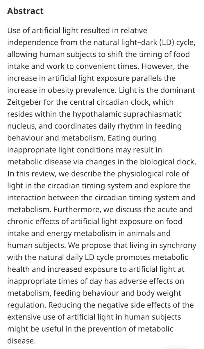 Nutrition in the spotlight: metabolic effects of environmental light  https://www.cambridge.org/core/journals/proceedings-of-the-nutrition-society/article/nutrition-in-the-spotlight-metabolic-effects-of-environmental-light/B7141BBA11EBB769C4C64448F072D043
