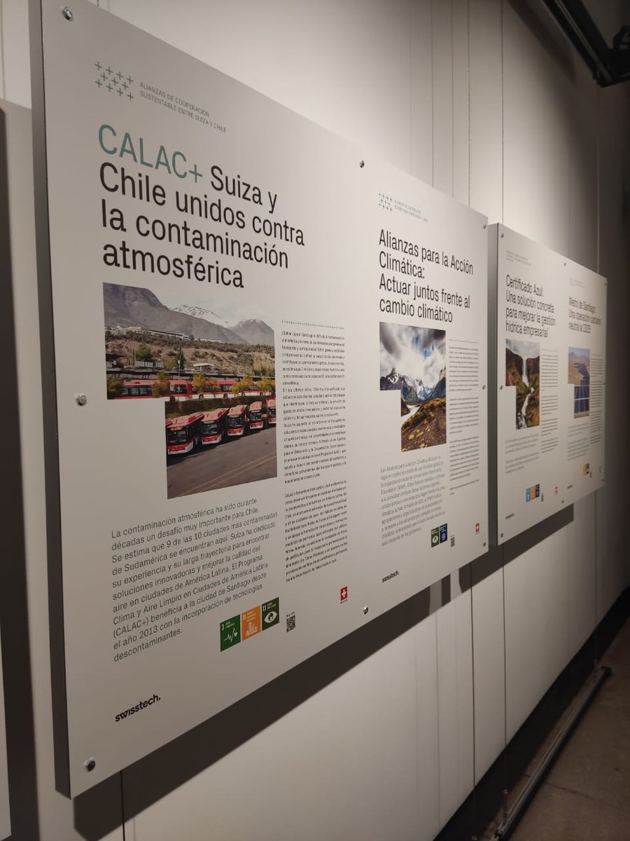 Calacplus's tweet photo. Desde hoy en Metro Nuñoa, ¿Puede la tecnología salvar el mundo?. Exposición en #Suizspacio @SuizaChile, donde desde #Calac+ presentamos como la tecnología nos ayuda a reducir emisiones #Swisstainability https://t.co/gk5lRLynHz