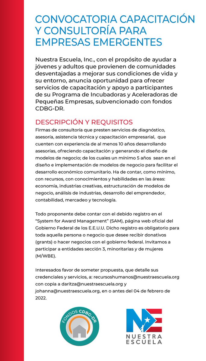 NuestraEscuela's tweet photo. Programa de incubadoras y aceleradoras para pequeñas empresas (SBIA)

#QueremosinformarteCDBGDR 
https://t.co/EjDr9QEtq2 https://t.co/cACAsyPs2G