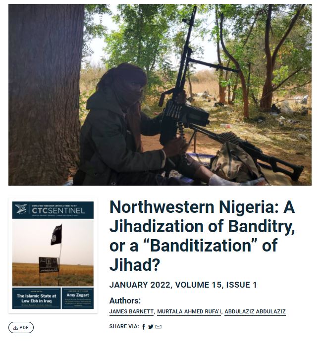 jh_barnett's tweet photo. I’m thrilled to share, w/ @AbdulFagge and Dr. Murtala Rufa’i, one of the most timely and deeply researched analyses we’ve conducted

The most detailed assessment to date of the complex relationship b/w Nigeria’s deadly bandits and “Boko Haram”

For @CTCWP

https://t.co/EroD9zhff5 https://t.co/OXmQTcsPVH