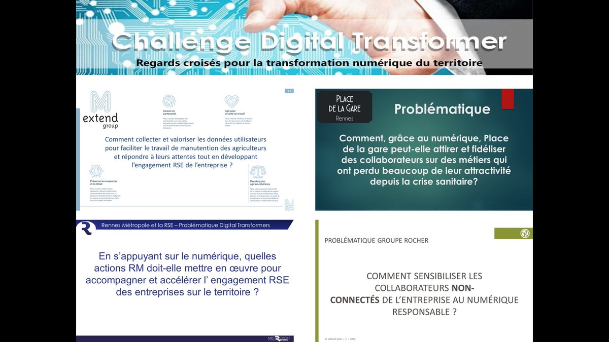 [ChallengeDT22] Les problématiques
4 Entreprises - 4 Problématiques
#HaveFun #Digitaltransformer #Rennes