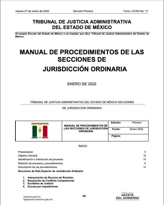 alcco_mx's tweet photo. Muy interesante para quienes postulan la #MateriaAdministrativa en el #EstadodeMéxico, se publica en la #GacetadeGobierno de este 27 de enero de 2022, #Manual de #Procedimientos de las Secciones de #Jurisdicción Ordinaria.
Hilo (1) https://t.co/3MR9ixwJh2