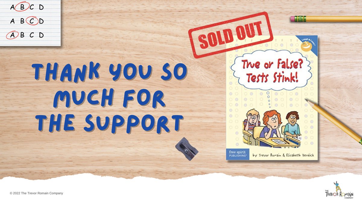 The results are in... and the "True or False?" Tests Stink!" book has officially -- SOLD OUT! 😲 We cannot thank you all enough for the support. ♥️

Browse more <a href="/TrevorRomain/">Trevor Romain</a> books while they are still in stock: bit.ly/38g2CkF 📚