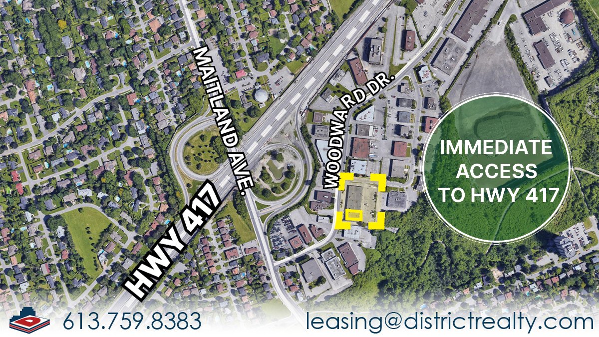DistrictRealty_'s tweet photo. #ForLease  1800 Woodward Dr. | 5,044 sf office-warehouse space, available Dec. 17th. Immediate access to HWY 417! Grade loading door and 18' ceilings. Call today ☎️ 613-759-8383

https://t.co/8RgxPMtJP5

#DistrictRealty #Office #Warehouse #CommercialLeasing #OttawaBusiness https://t.co/SUBpniXUfT