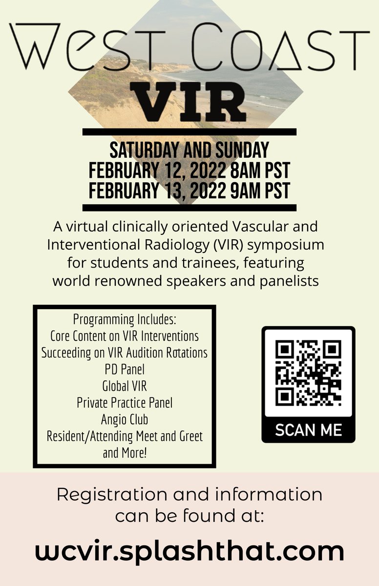 Just over two weeks until the 2nd West Coast Vascular and Interventional Symposium (2/12 and 2/13) - learn about VIR from experts in the field!

 Registration information - wcvir.splashthat.com

@IR_juniors <a href="/SIRRFS/">SIR RFS</a> <a href="/pairsmedia/">PAIRS</a> <a href="/CAIRrfs/">CAIR Resident, Fellow, Student Section</a> <a href="/VISLAMDSCAIP/">GVATAKEN</a>