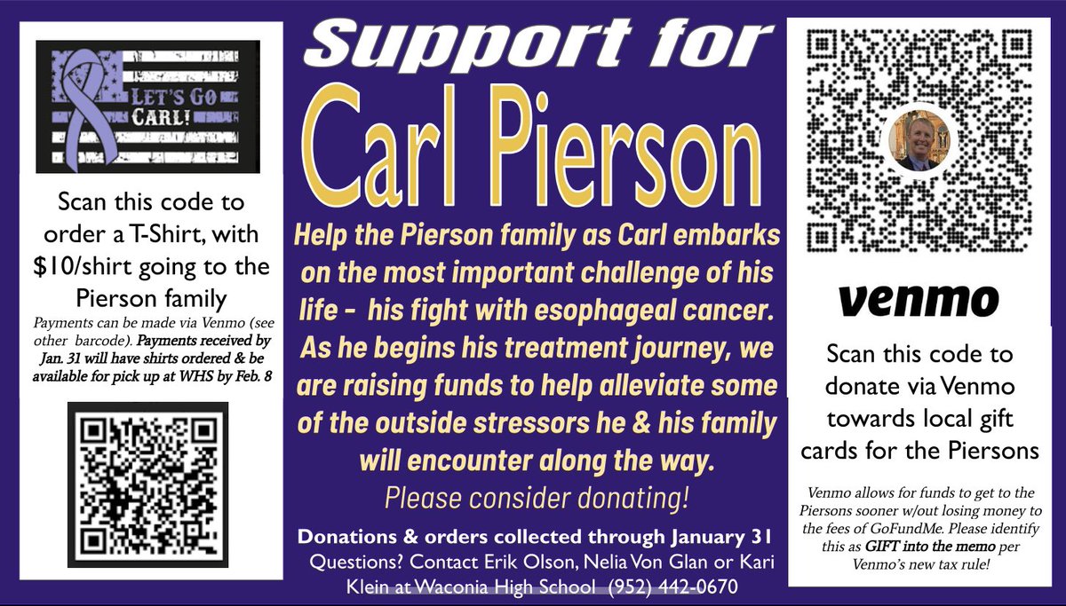 ProfeOlson's tweet photo. Thanks to all who have supported Carl so far. Let’s keep it going! @WaconiaBaseball  @MSHSLjohn @MSHSBCA @Lindsay_13 @redwingaces @ChamplinParkHS @mngirlsbballhub @NickleDickleBB @WaconiaChamber @MinnBaseball @WaconiaSchools @wacstudents @Wacsportsperf https://t.co/JQKwkNPvyi