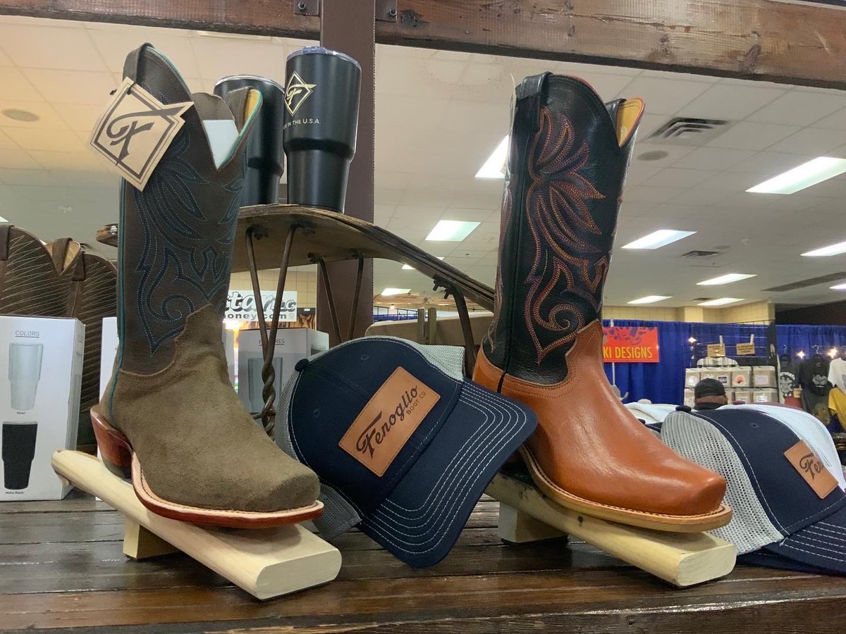 fenogliobootco's tweet photo. Stop on by our booth at the @fwssr  for all your boot, @AmericanHatCo , and @schaeferoutfitters wild rag needs! We have plenty of options for you to choose from!🤠
•
#nothingfinerthanfenoglio #americanhat #schaeferoutfitter #fwssr https://t.co/lIX6qGPhdv