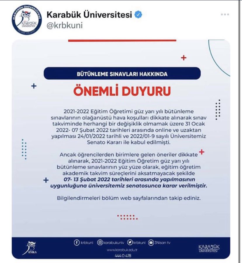 6 gün içerisinde 3 farklı karar değiştirildi. Öğrenciler yollarda mahsur kaldı mağdur oldu Maddi manevi hakkım varsa haram olsun.. <a href="/krbkuni/">Karabük Üniversitesi</a> #Kbueonlineistiyor