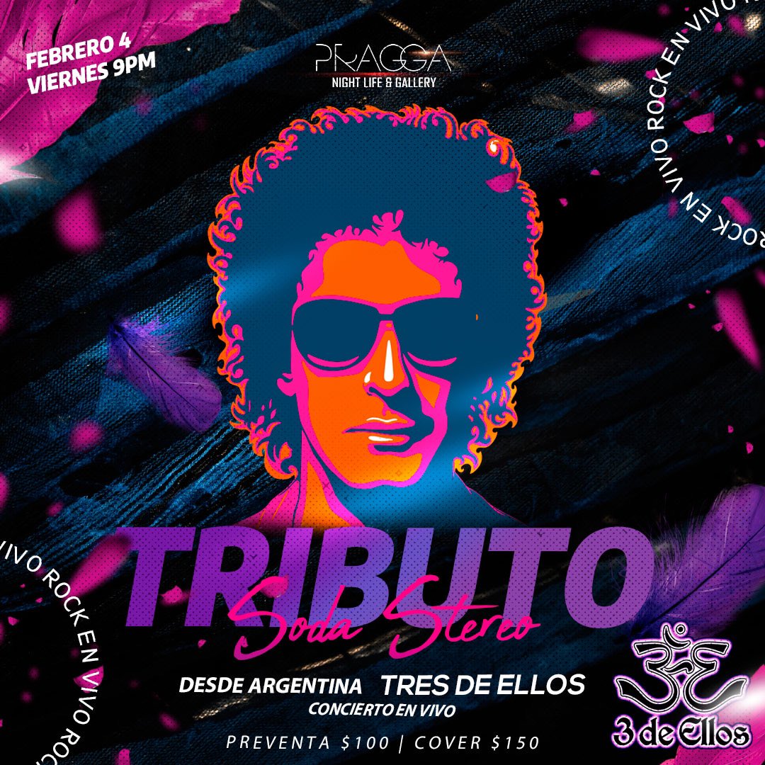 TributoSoda's tweet photo. ‼️ Viernes 4 de Febrero #TULANCINGO ‼️
Info y Boletos disponibles en https://t.co/O9bEDWR3yo   

 #TulancingoDeBravo #TulancingoHidalgo #Hidalgo #SodaStereo #Cerati #GustavoCerati #tributoSodaStereo #Hidalgo2022 #HidalgoMx #HidalgoMexico #Rock #Pragga #Pop #Noche https://t.co/41FZ161l4w