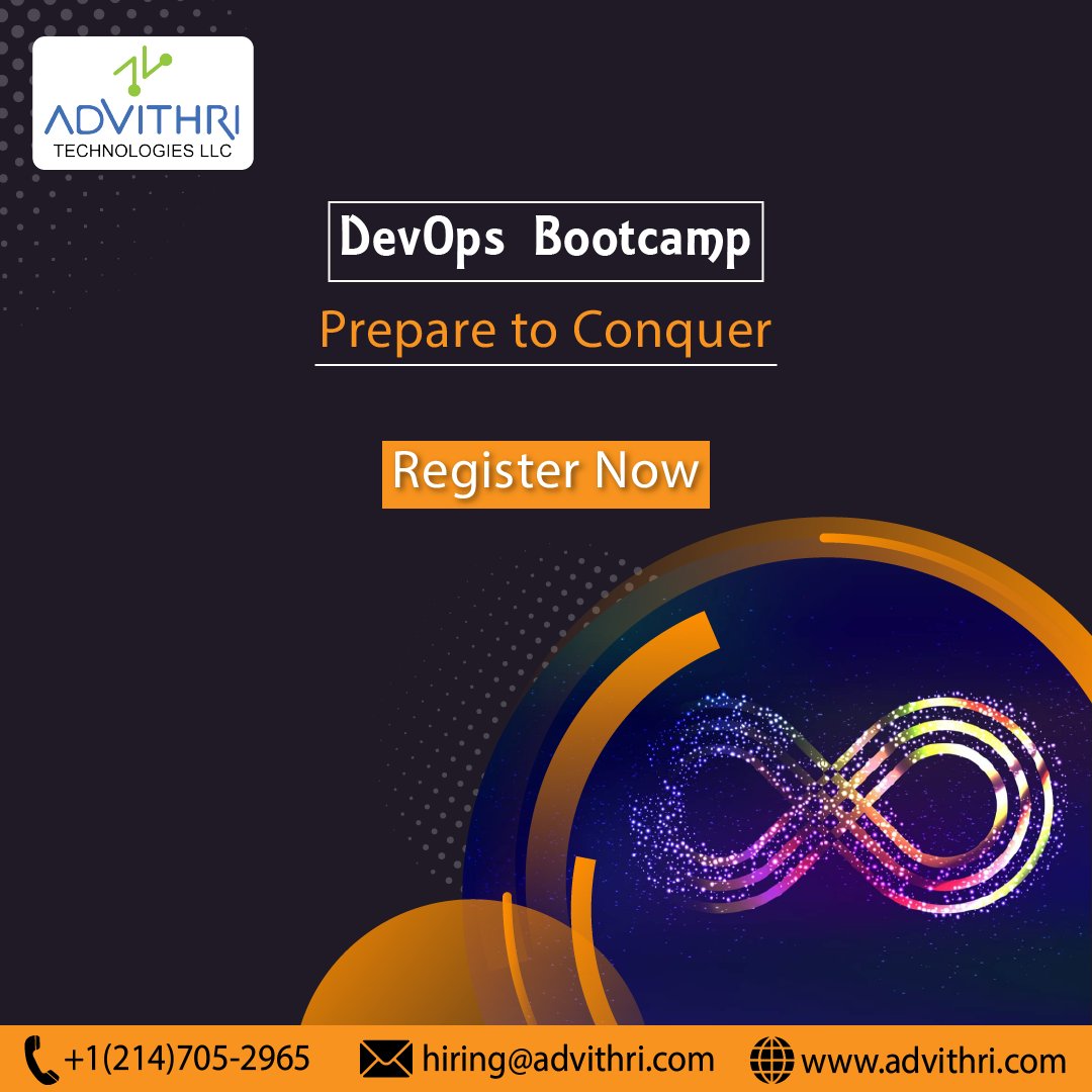 advithri's tweet photo. You can keep up with software development by committing to collaboration and teamwork. Advithri Technologies LLC DevOpsBootcamp aims to do just that, with the help of industry professionals and a revised syllabus. Join us on your path to personal development. https://t.co/IY6XGEl4WB