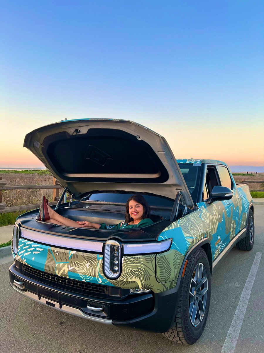 I could fit in the #frunk of the #R1T !!! 
<a href="/Rivian/">Rivian</a> <a href="/thoughtstirrer/">Iha</a>  thank you for this fantastic experience!! 

“#R1T : A truck built for whatever you call a road. Your electric adventure awaits.”

#adventurousforever  #ElectricVehicle 
<a href="/RJScaringe/">RJ Scaringe</a>