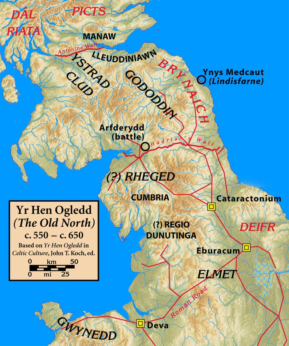 Of all the lost lands of ancient Britain, perhaps the most intriguing is that of Cumbria – a Wales beyond Wales. And while the Latin for Wales is 'Cambria', that shared heritage runs far deeper. Cumbria also shared a language, and a people. Thread 👇