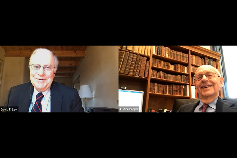 AmLawInst's tweet photo. Now on #ReasonablySpeaking: “A Conversation with Justice Stephen G. Breyer: The Authority of the Court and the Peril of Politics.” David F. Levi is joined by #SCOTUS Justice Stephen G. Breyer to discuss his recent book. https://t.co/HLhl6kURkM https://t.co/tYNbdTzcuN