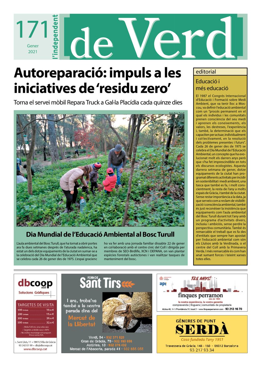 indepe_gracia's tweet image. A les pàgines de L'independent d'aquesta setmana trobaràs el suplement #deVerd del gener. Temes: Torna el servei mòbil Repara Truck a Gal·la Placídia cada quinze dies; i el Dia Mundial de l’Educació Ambiental al @boscturull. Llegeix-lo a independent.cat/en-paper/721/n… #viladegràcia