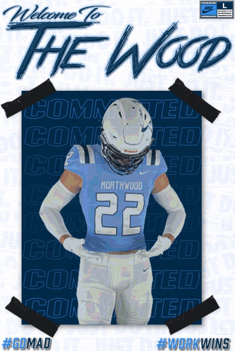 Jake_town2's tweet photo. After a great conversation with @Coach_McMacken I am blessed to announce my commitment to @The_WOOD_FB. I want to thank my family, friends, coaches and teammates for helping me along the way and Northwood staff for giving me the opportunity to play at the next level. #GoMAAD https://t.co/9u2b1IVW20