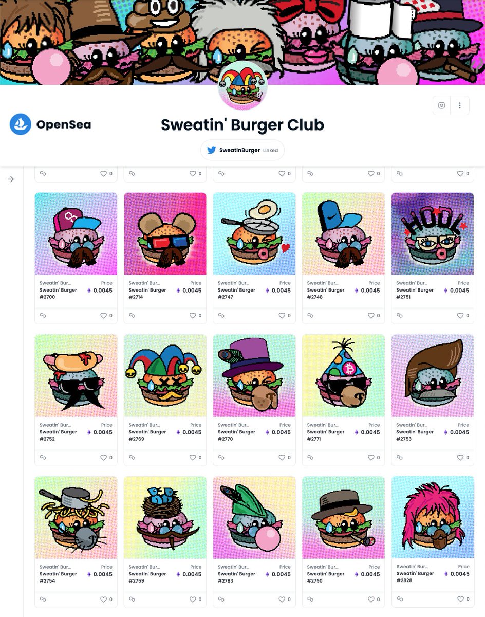 SweatinBurger's tweet photo. https://t.co/Vl9jAQjzSG

#sweatinburger #sweatingburger #nft #nftart #nfts #collectible #erc721 #smartcontracts #blockchaintechnology #crypto #cryptoart #ethereum #eth #opensea #pfp https://t.co/592SGlWJjD