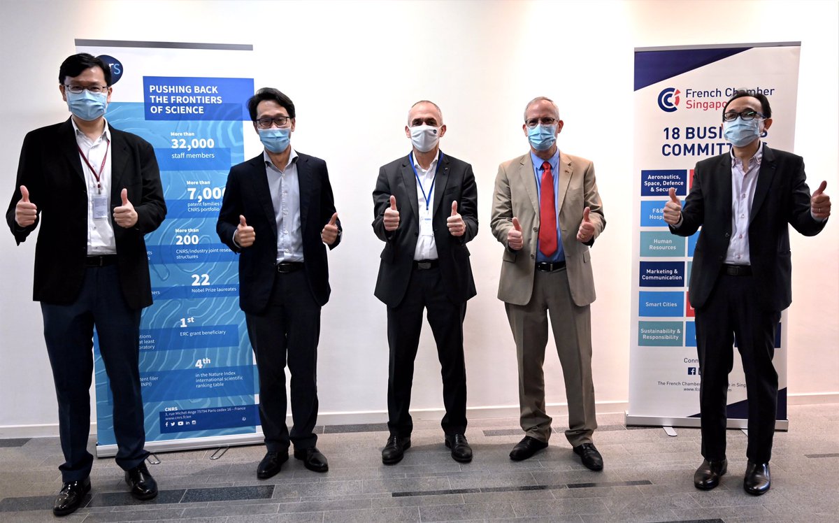 As part of <a href="/antoine_petit_/">Antoine Petit</a>’s visit in Singapore this week, <a href="/CNRS/">CNRS 🌍</a> <a href="/SGInnovate/">SGInnovate</a> <a href="/ASTARsg/">A*STAR</a> <a href="/thalesgroup/">Thales Group</a> &amp; <a href="/navalgroup/">Naval Group</a> gathered for a roundtable talk with the <a href="/FrenchChamberSG/">French Chamber Singapore</a> to discuss links between #innovation, #research and #industry: a great discussion soon available on replay!