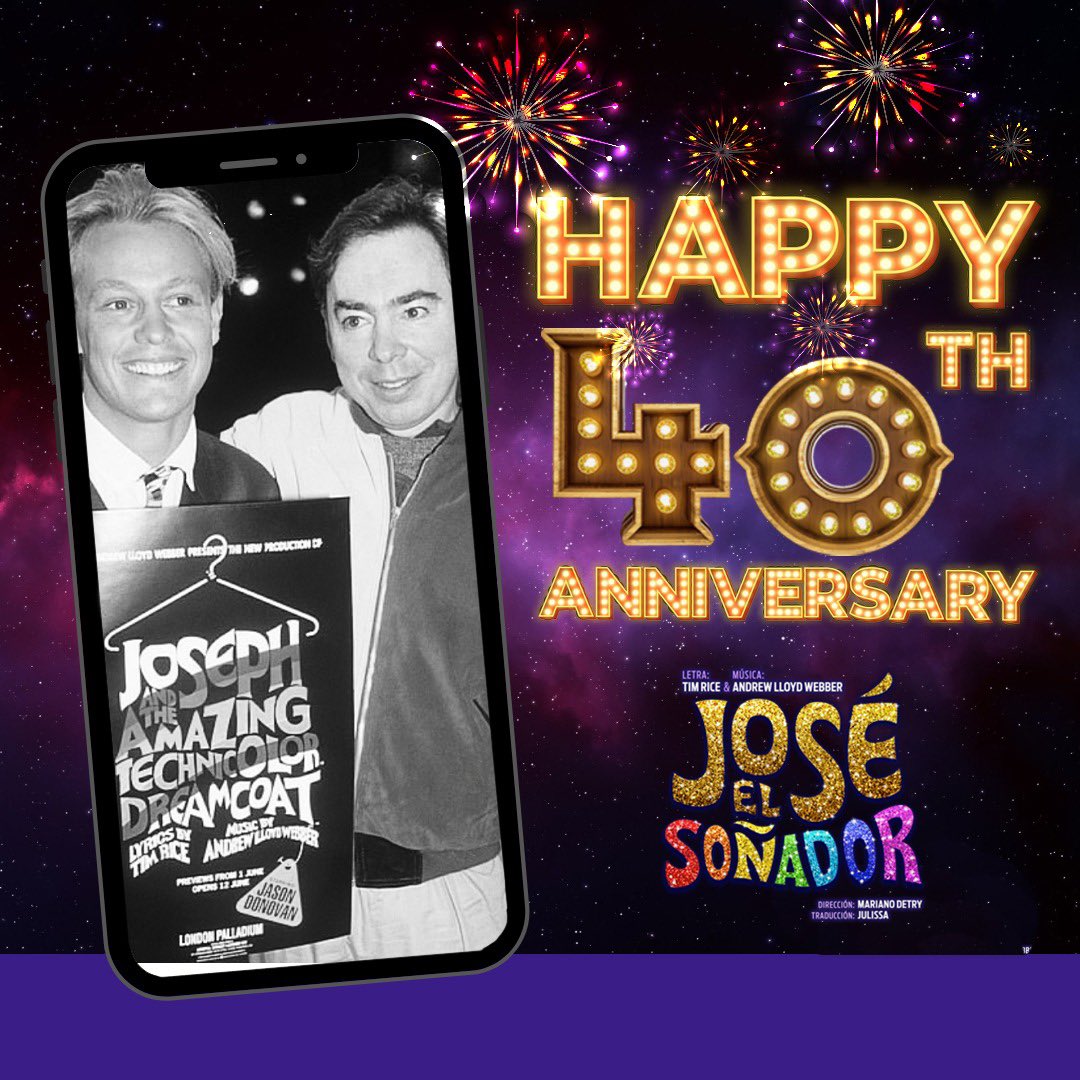 JesucristoSE_MX's tweet photo. Today marks the 40th Broadway anniversary of one of the world's most irresistible shows, "Joseph and the Amazing Technicolor Dreamcoat".
A gorgeous revival will open on February 10 in Mexico City.
Happy birthday, ‘Joseph’! 
@OfficialALW 
@SirTimRice 
@OfficialRUG 
@alex_gou https://t.co/4dRXYiRu7Q