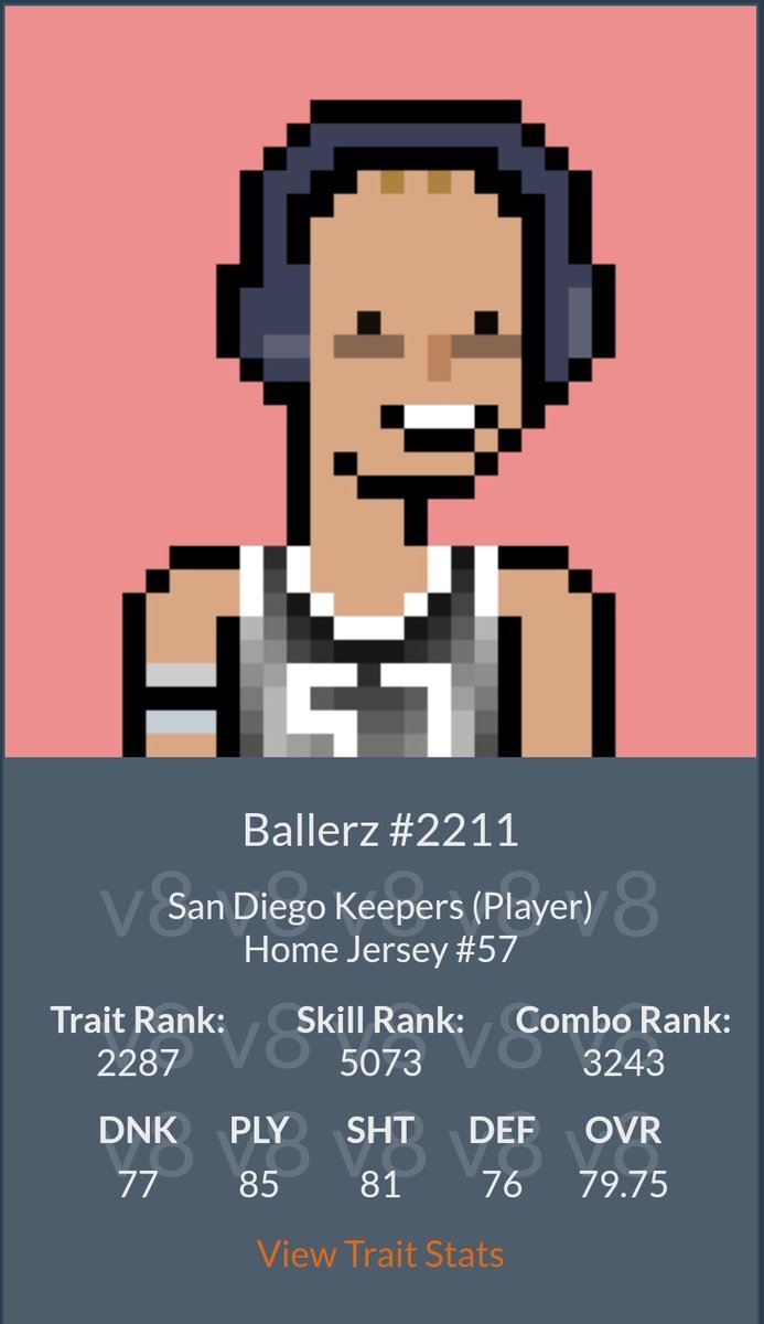 Tonight we are highlighting #Ballerz 2211 owned and minted by <a href="/AngYarb2208/">AngYarb</a> out of Atlanta. He is a solid all around player and is rocking some swaggy grey headphones and an armband. We are glad to have you on the #SanDiegoKeepers!
#BallerzNation #BallerzFollowBallerz #onFlow