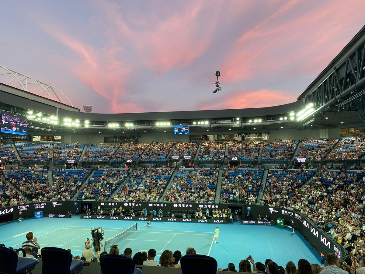 Chubb's tweet image. The atmosphere at #AusOpen is electric! During these challenging times, we are thrilled to be the official insurance partner of this world-renowned event and help keep our clients moving. #ChubbAtTheOpen #AO2022
