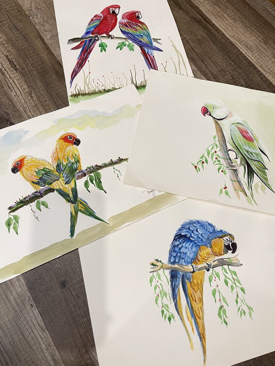 yumi_vu's tweet photo. I have so many old paintings that they are just laying around 😅. Well if I had enough room and frames, I would hang all of them around my house. Hope you guys like it. #art #watercolorart #Watercolourpainting https://t.co/groyZxzy2s