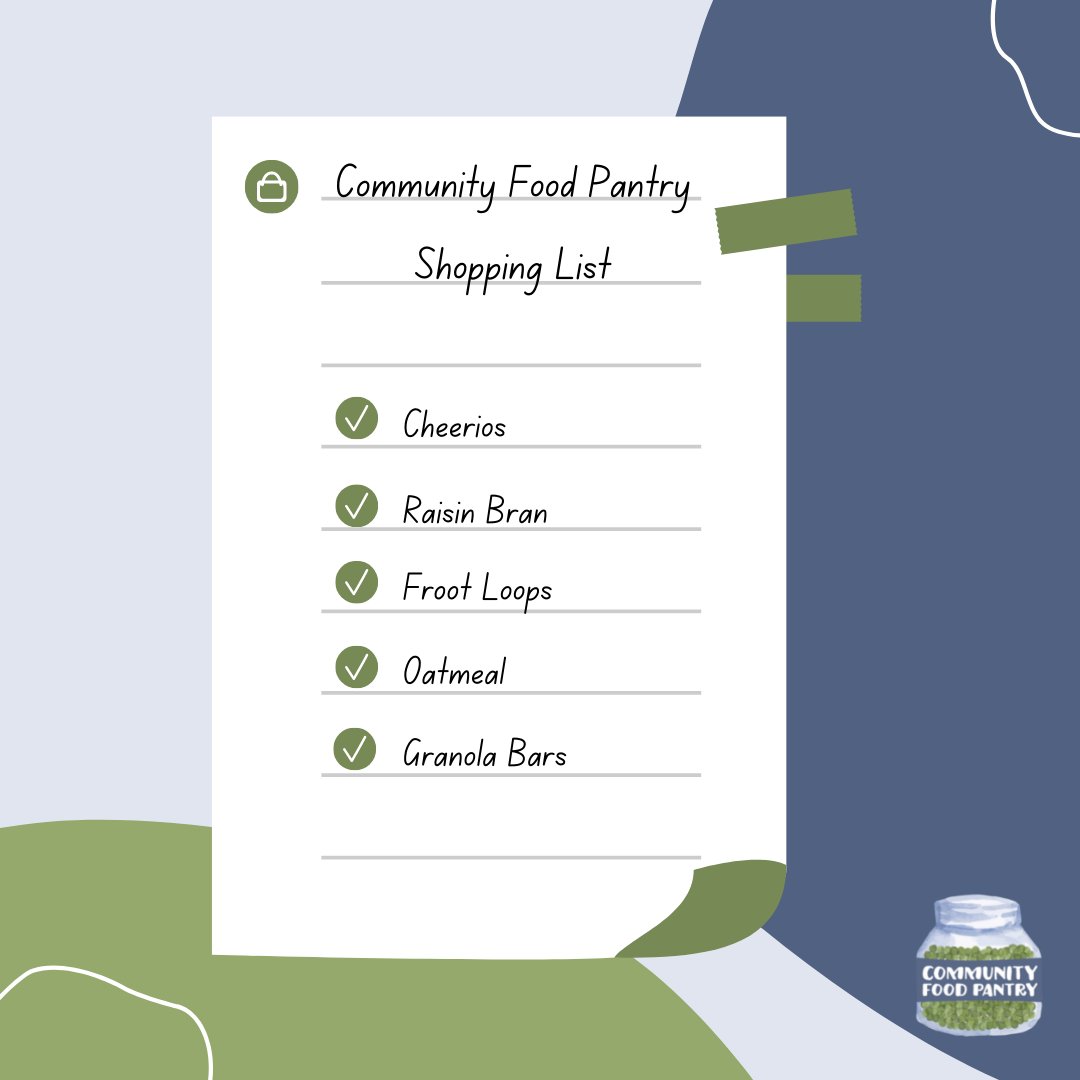 COMFOODPANTRY's tweet photo. We are in need of breakfast items. Please add these on to your shopping list this week! https://t.co/MVeKKQRS4i