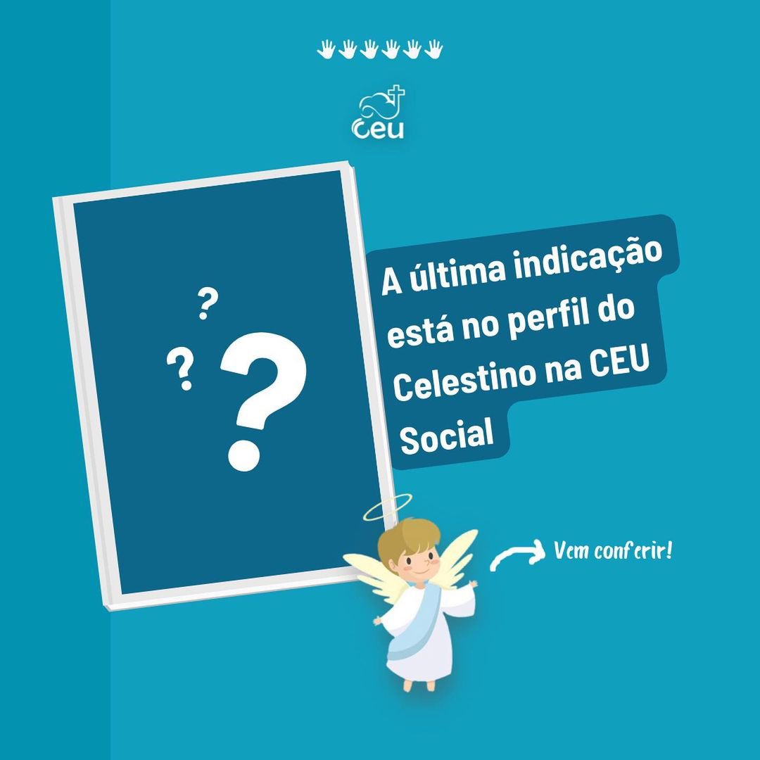 ceu_social's tweet photo. 5. A última indicação está lá no perfil do Anjo Celestino na CEU Social.

Acesse 👉🏻: https://t.co/1u02v0kEpP https://t.co/NekXTiZe4R