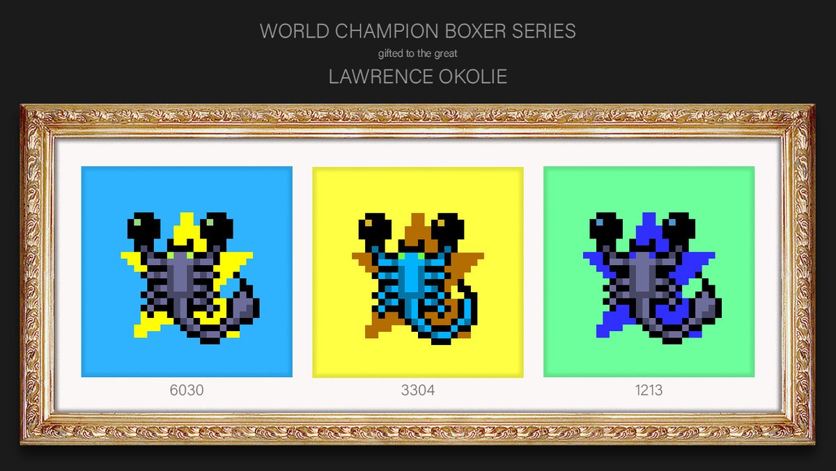 proud to gift <a href="/AbandonedScorps/">🦂 Abandoned Scorpions 🦂</a>  "boxer" scorps 6030, 3304, and 1213 to WBO WORLD CHAMP boxing legend and #RADIX ENTHUSIAST @Lawrence_tko 🥊🏆❗❗

big thanks to <a href="/Chadix14/">Chadix</a>, <a href="/CryptoSoundie/">CryptoSoundie</a>, and <a href="/LeBouebo/">Bosson</a> for donating these, #scroplife community is undefeated 🥇