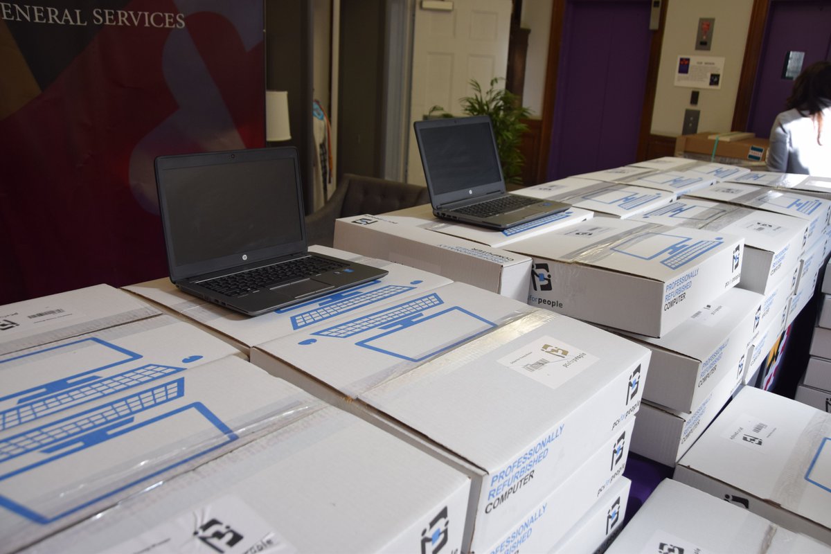 MDDGS's tweet photo. Today, Secretary Churchill announced that the Federal Surplus Property team, in partnership with @PCsforPeopleMD, distributed 100 laptops to @BLSYWgirls! #DoingGreatService Learn more: https://t.co/Sn02dMxzRz https://t.co/hOu9nuKSoP
