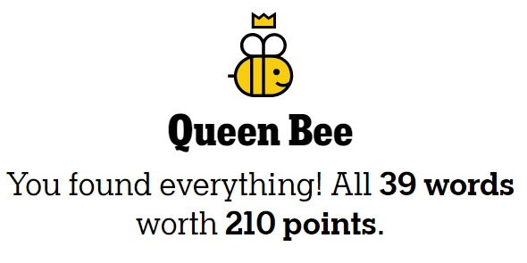 HopeYouAreWell4's tweet photo. With thanks to the #hivemind I have attained the 👑 and just in time to watch #FringeTV 😊 #nytspellingbee https://t.co/g6iXU4sff4