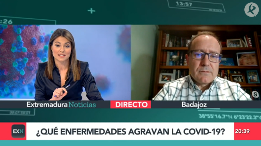 Sociedad_SEMI's tweet photo. 🔴Hoy @cextremadura ha entrevistado en directo al Dr. José Carlos Arévalo (@joscarlor2), portavoz SEMI e internista H.U. Badajoz, para hablar de las claves del último artículo del #RegistroSEMICOVID del que es primer autor sobre #comorbilidades y #COVID19 https://t.co/L6KBaPCgHw https://t.co/VDGfnKgFq5