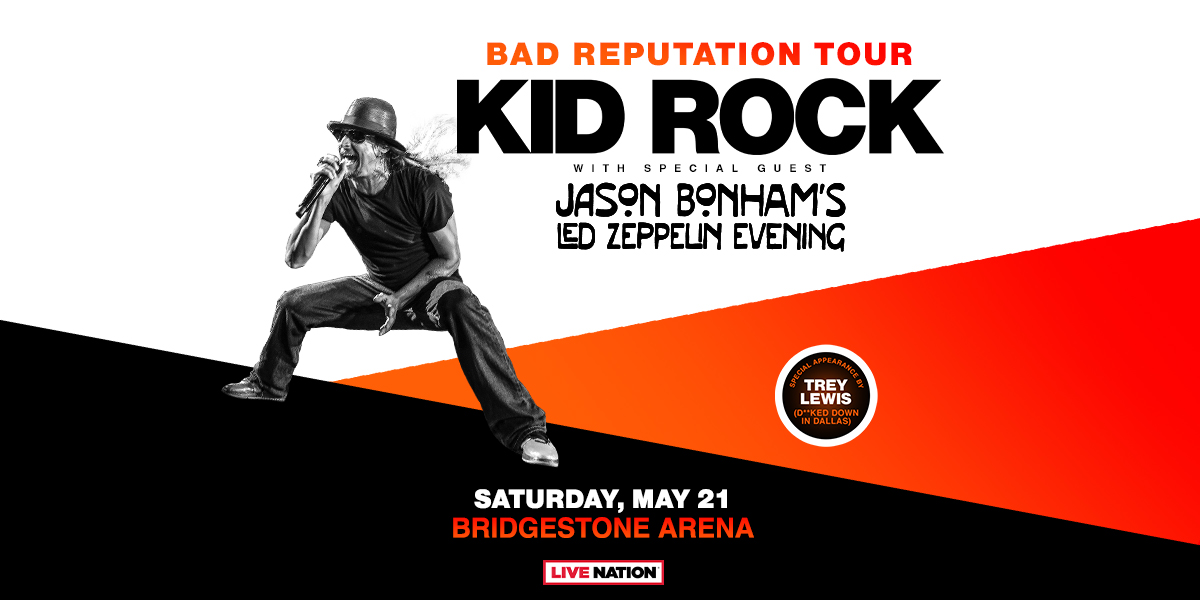 BrdgstoneArena's tweet photo. You don't want to miss @kidrockโs #BadReputationTour with @JasonBonham - get your tickets now for Saturday, May 21!
https://t.co/YCsDZzSw7t https://t.co/skjzAPHSSM