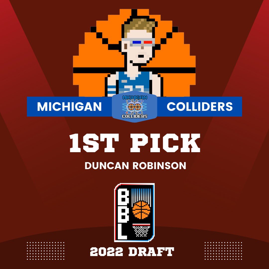 Ballerz Basketball League (BBL) (@bbl_ballerz) on Twitter photo With the FIRST PICK in the Inaugural 2022 Ballerz Basketball League Draft, the Michigan Colliders select... Duncan Robinson, from New Castle, New Hampshire.
<a href="/D_Bo20/">Duncan Robinson</a> <a href="/MIColliders/">Michigan Colliders</a> With the FIRST PICK in the Inaugural 2022 Ballerz Basketball League Draft, the Michigan Colliders select... Duncan Robinson, from New Castle, New Hampshire.
<a href="/D_Bo20/">Duncan Robinson</a> <a href="/MIColliders/">Michigan Colliders</a>