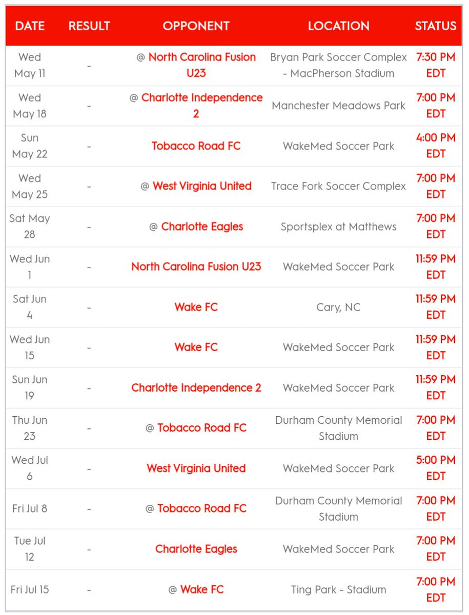 We're excited to see the launch of NCCU23, a team we as a group have been hoping to see since before we even formed.

The NCFCU23 schedule also released today