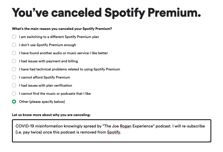 9_Block's tweet photo. #SpotifyDeleted and premium subscription cancelled thanks to @NeilYoungNYA and 270 doctors for helping stop @JoeRogan from spreading deadly #COVID19 misinformation on @Spotify who would rather side with a $100 million podcast deal than prevent unnecessary deaths #DeleteSpotify 👈 https://t.co/seanzeifxr