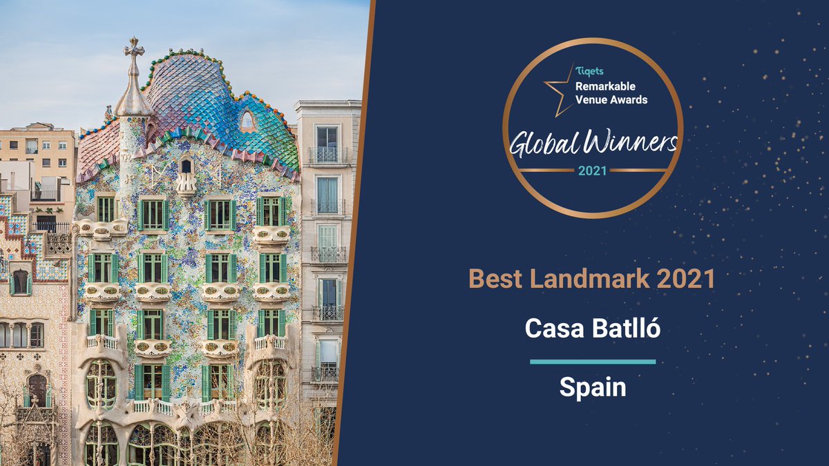 EmbEspMex's tweet photo. 🇪🇦 suma reconocimientos como destino turístico cultural privilegiado con los premios #RemarkableVenueAwards de @Tiqets que 🏆 a la maravillosa @CasaBatlloGaudi -patrimonio de la Humanidad- como Best Landmark 🥇 y #VelazquezTechMuseum como Best Hidden Gem🥇. ¡Visiten 🇪🇦! https://t.co/syeOEej2eM
