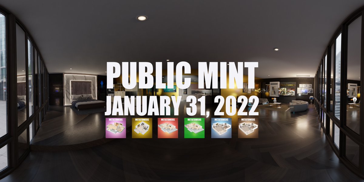 We are doing the Public mint on January 31, 2022. After being sold out on the VIP WHITELIST. The mint price will be 0.3ETH. Our current floor price on opensea is 3.5ETH. 

Taking Metaverse to new heights!!!
#nft #realestatenft #minting #NFTCommunity #NFTdrop